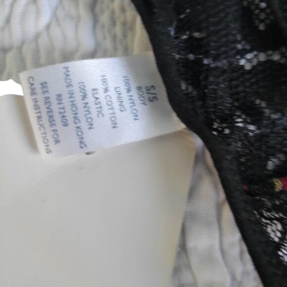 Y2k Sheer Black Floral Mesh Lace Micro Thong Rene Rofe SM - Picture 3 of 8